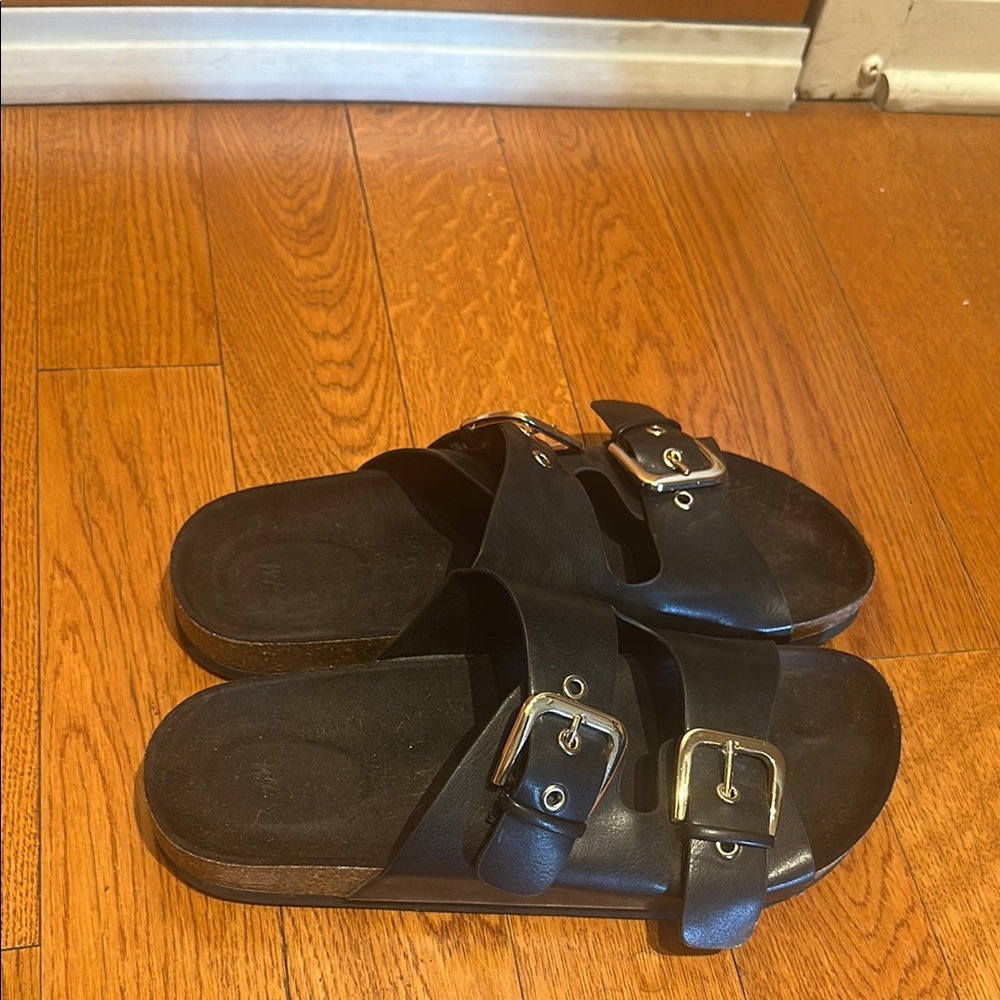 Black Sandals with Buckle Detail